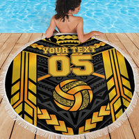 Custom Polynesia Beach Volleyball Beach Blanket Gold Polynesian Tribal Pattern - Polynesian Pride