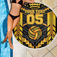 Custom Polynesia Beach Volleyball Beach Blanket Gold Polynesian Tribal Pattern - Polynesian Pride