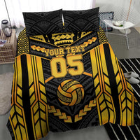 Custom Polynesia Beach Volleyball Bedding Set Gold Polynesian Tribal Pattern - Polynesian Pride