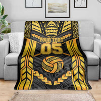 Custom Polynesia Beach Volleyball Blanket Gold Polynesian Tribal Pattern - Polynesian Pride