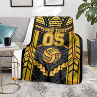 Custom Polynesia Beach Volleyball Blanket Gold Polynesian Tribal Pattern - Polynesian Pride