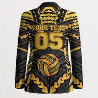 Custom Polynesia Beach Volleyball Blazer Gold Polynesian Tribal Pattern - Polynesian Pride