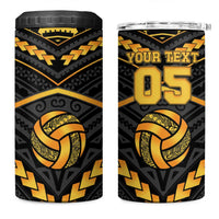 Custom Polynesia Beach Volleyball 4 in 1 Can Cooler Tumbler Gold Polynesian Tribal Pattern LT05 One Size: 16 oz Gold - Polynesian Pride
