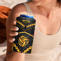Custom Polynesia Beach Volleyball 4 in 1 Can Cooler Tumbler Gold Polynesian Tribal Pattern LT05 - Polynesian Pride