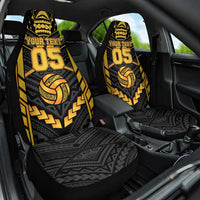 Custom Polynesia Beach Volleyball Car Seat Cover Gold Polynesian Tribal Pattern - Polynesian Pride