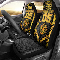 Custom Polynesia Beach Volleyball Car Seat Cover Gold Polynesian Tribal Pattern - Polynesian Pride