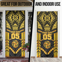 Custom Polynesia Beach Volleyball Door Cover Gold Polynesian Tribal Pattern LT05 - Polynesian Pride