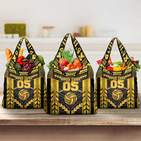 Custom Polynesia Beach Volleyball Grocery Bag Gold Polynesian Tribal Pattern - Polynesian Pride