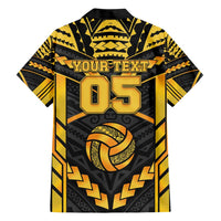 Custom Polynesia Beach Volleyball Hawaiian Shirt Gold Polynesian Tribal Pattern - Polynesian Pride