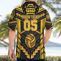 Custom Polynesia Beach Volleyball Hawaiian Shirt Gold Polynesian Tribal Pattern - Polynesian Pride