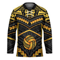 Custom Polynesia Beach Volleyball Hockey Jersey Gold Polynesian Tribal Pattern LT05 Unisex Gold - Polynesian Pride