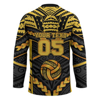 Custom Polynesia Beach Volleyball Hockey Jersey Gold Polynesian Tribal Pattern LT05 - Polynesian Pride
