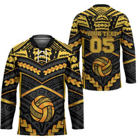 Custom Polynesia Beach Volleyball Hockey Jersey Gold Polynesian Tribal Pattern LT05 - Polynesian Pride