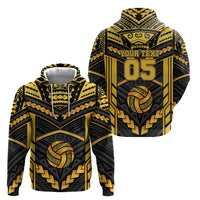 Custom Polynesia Beach Volleyball Hoodie Gold Polynesian Tribal Pattern - Polynesian Pride