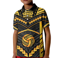 Custom Polynesia Beach Volleyball Kid Polo Shirt Gold Polynesian Tribal Pattern LT05 Kid Gold - Polynesian Pride
