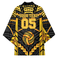 Custom Polynesia Beach Volleyball Kimono Gold Polynesian Tribal Pattern - Polynesian Pride