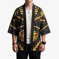 Custom Polynesia Beach Volleyball Kimono Gold Polynesian Tribal Pattern - Polynesian Pride
