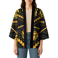 Custom Polynesia Beach Volleyball Kimono Gold Polynesian Tribal Pattern - Polynesian Pride