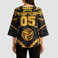 Custom Polynesia Beach Volleyball Kimono Sleeve Blouse Gold Polynesian Tribal Pattern LT05 - Polynesian Pride