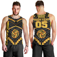 Custom Polynesia Beach Volleyball Men Tank Top Gold Polynesian Tribal Pattern LT05 - Polynesian Pride