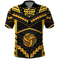 Custom Polynesia Beach Volleyball Polo Shirt Gold Polynesian Tribal Pattern LT05 Gold - Polynesian Pride
