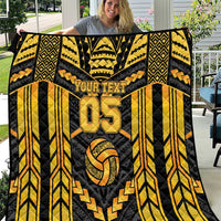 Custom Polynesia Beach Volleyball Quilt Gold Polynesian Tribal Pattern - Polynesian Pride