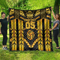 Custom Polynesia Beach Volleyball Quilt Gold Polynesian Tribal Pattern - Polynesian Pride