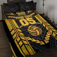 Custom Polynesia Beach Volleyball Quilt Bed Set Gold Polynesian Tribal Pattern - Polynesian Pride