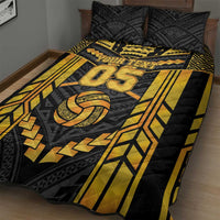 Custom Polynesia Beach Volleyball Quilt Bed Set Gold Polynesian Tribal Pattern - Polynesian Pride