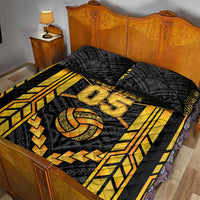 Custom Polynesia Beach Volleyball Quilt Bed Set Gold Polynesian Tribal Pattern - Polynesian Pride