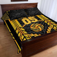 Custom Polynesia Beach Volleyball Quilt Bed Set Gold Polynesian Tribal Pattern - Polynesian Pride