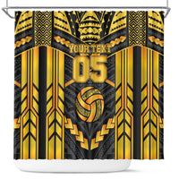 Custom Polynesia Beach Volleyball Shower Curtain Gold Polynesian Tribal Pattern - Polynesian Pride