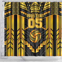 Custom Polynesia Beach Volleyball Shower Curtain Gold Polynesian Tribal Pattern - Polynesian Pride