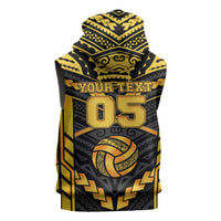 Custom Polynesia Beach Volleyball Sleeveless Zip Hoodie Gold Polynesian Tribal Pattern LT05 - Polynesian Pride
