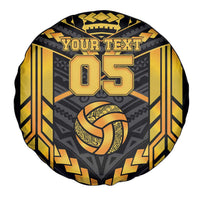 Custom Polynesia Beach Volleyball Spare Tire Cover Gold Polynesian Tribal Pattern - Polynesian Pride