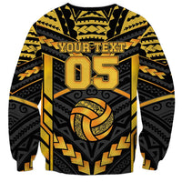 Custom Polynesia Beach Volleyball Sweatshirt Gold Polynesian Tribal Pattern LT05 - Polynesian Pride