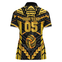 Custom Polynesia Beach Volleyball Women Polo Shirt Gold Polynesian Tribal Pattern LT05 - Polynesian Pride