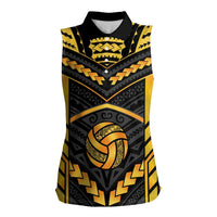 Custom Polynesia Beach Volleyball Women Sleeveless Polo Shirt Gold Polynesian Tribal Pattern LT05 Female Gold - Polynesian Pride