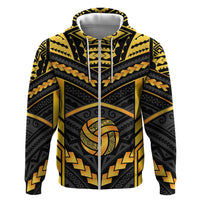 Custom Polynesia Beach Volleyball Zip Hoodie Gold Polynesian Tribal Pattern LT05 Zip Hoodie Gold - Polynesian Pride