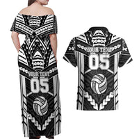 Custom Polynesia Beach Volleyball Couples Matching Off Shoulder Maxi Dress and Hawaiian Shirt Polynesian Tribal Pattern LT05 - Polynesian Pride