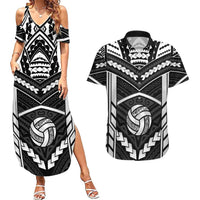 Custom Polynesia Beach Volleyball Couples Matching Summer Maxi Dress and Hawaiian Shirt Polynesian Tribal Pattern LT05 Black - Polynesian Pride