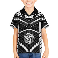 Custom Polynesia Beach Volleyball Family Matching Mermaid Dress and Hawaiian Shirt Polynesian Tribal Pattern LT05 Son's Shirt Black - Polynesian Pride