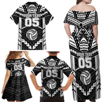 Custom Polynesia Beach Volleyball Family Matching Off Shoulder Maxi Dress and Hawaiian Shirt Polynesian Tribal Pattern LT05 - Polynesian Pride