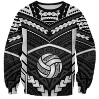 Custom Polynesia Beach Volleyball Sweatshirt Polynesian Tribal Pattern LT05 Unisex Black - Polynesian Pride