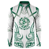 Custom Hawaii Volleyball Button Sweatshirt Polynesian Pattern LT05 Teal - Polynesian Pride