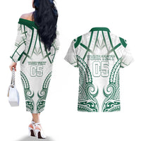 Custom Hawaii Volleyball Couples Matching Off The Shoulder Long Sleeve Dress and Hawaiian Shirt Polynesian Pattern LT05 - Polynesian Pride