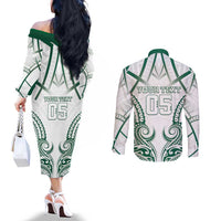 Custom Hawaii Volleyball Couples Matching Off The Shoulder Long Sleeve Dress and Long Sleeve Button Shirt Polynesian Pattern LT05 - Polynesian Pride