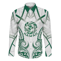 Custom Hawaii Volleyball Family Matching Long Sleeve Bodycon Dress and Hawaiian Shirt Polynesian Pattern LT05 Dad's Shirt - Long Sleeve Teal - Polynesian Pride