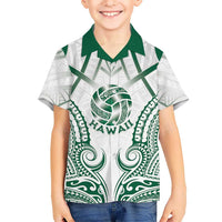 Custom Hawaii Volleyball Family Matching Tank Maxi Dress and Hawaiian Shirt Polynesian Pattern LT05 Son's Shirt Teal - Polynesian Pride