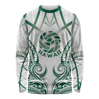 Custom Hawaii Volleyball Long Sleeve Shirt Polynesian Pattern LT05 Unisex Teal - Polynesian Pride